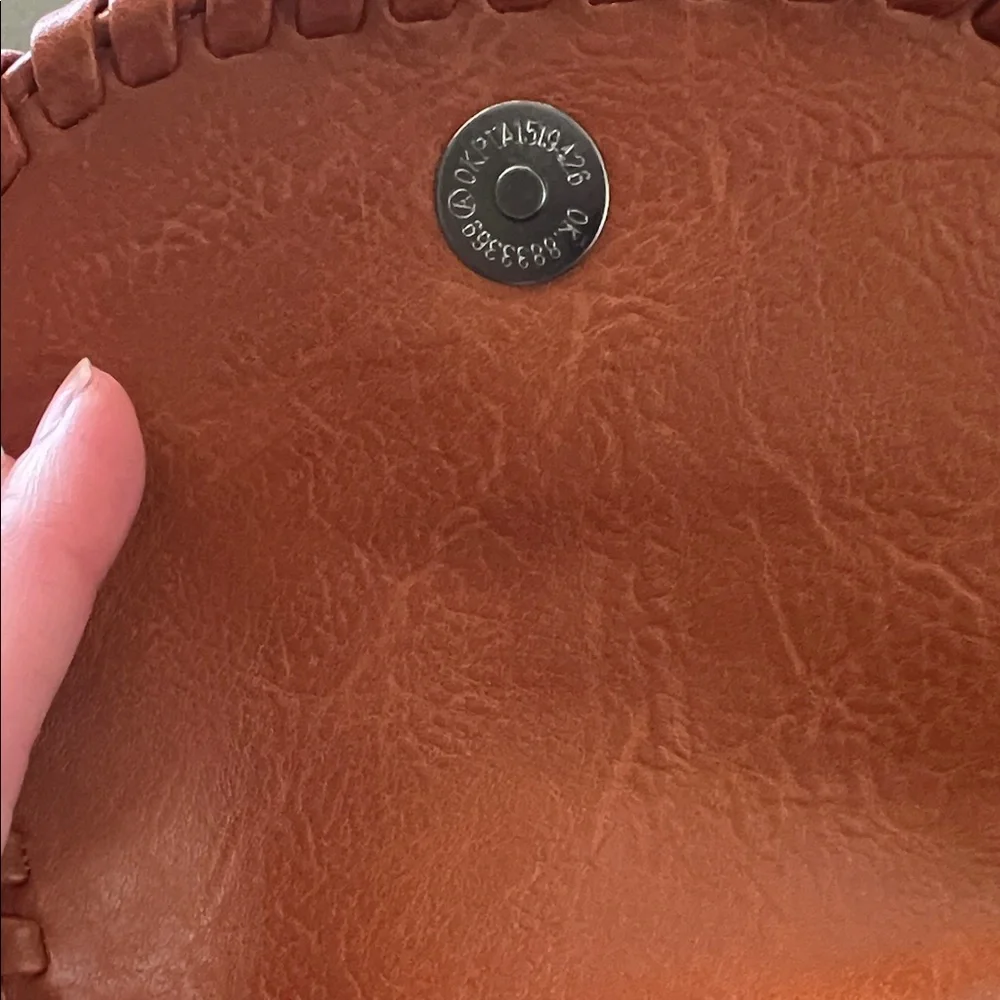 #1024+ “30X7”Brown Leather Crossbody Bag with Turquoise Accent - Picture 7 of 16